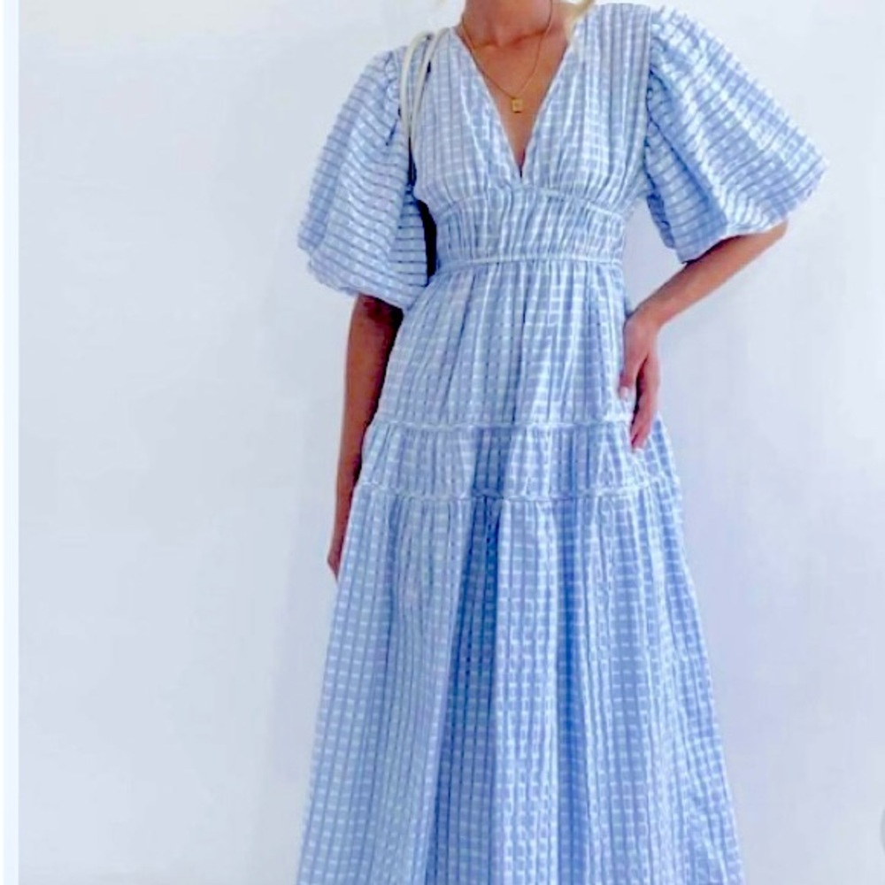 Gingham & Heels Delilah Blue Dress Size 8